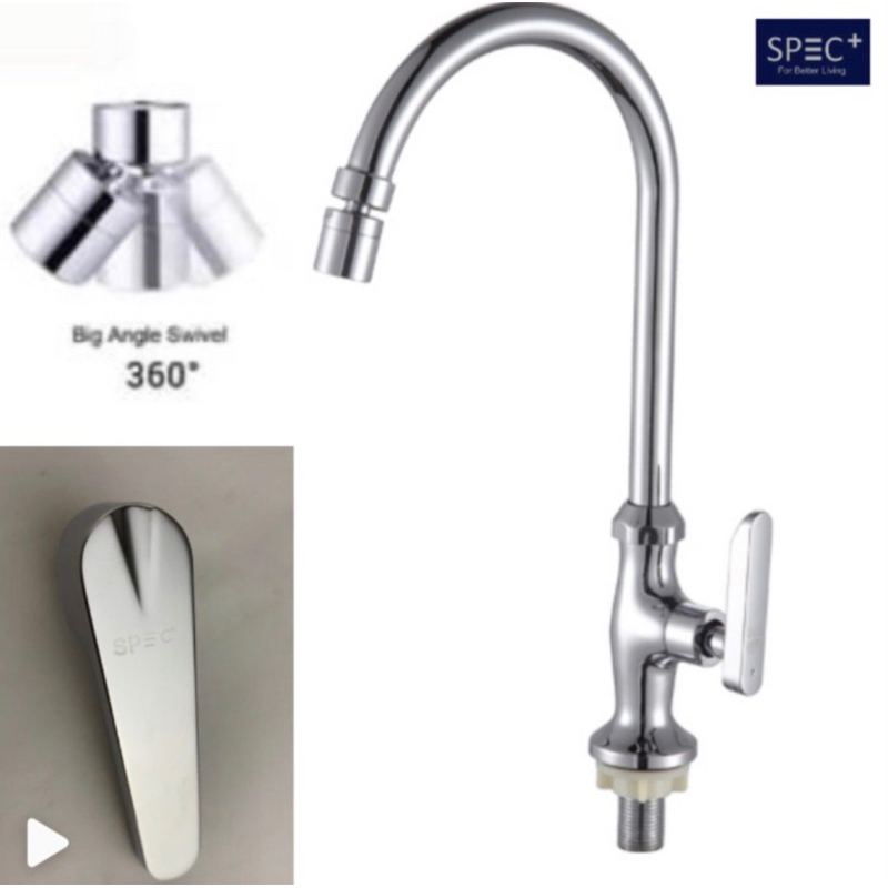 SPEC+ 9907 Kran Dapur Kuningan Brass Meja - Kitchen Faucet - Kran Angsa BCP