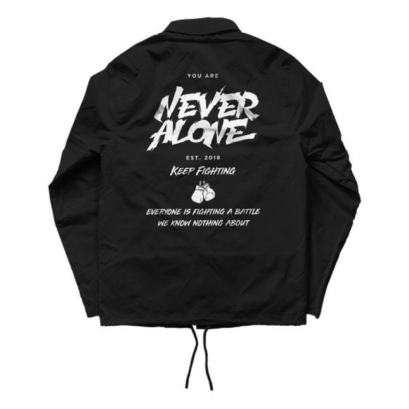 Rofad Store Official - Jacket Coach - Jaket  Parasut Pria Wanita Warna Hitam - Never Alone