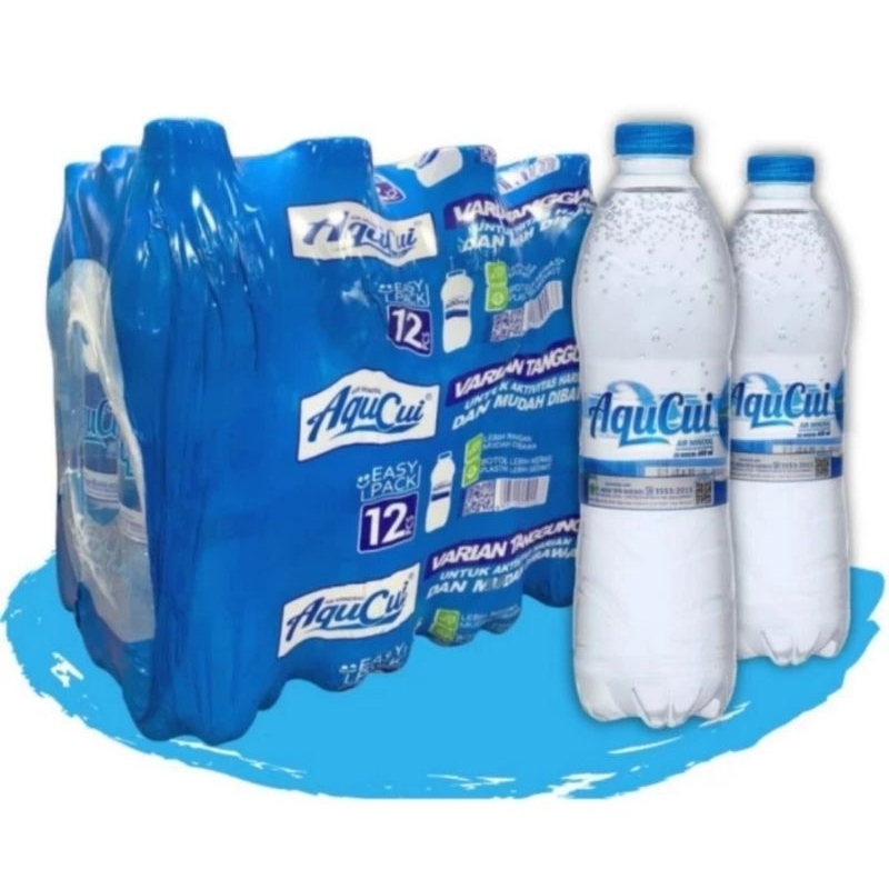 AQUCUI air mineral dalam kemasan botol wrapping 600 ml isi 12 pcs