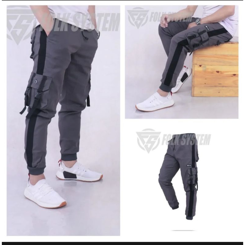 Celana Jogger celana Panjang pria celana cargo joger twill bikers