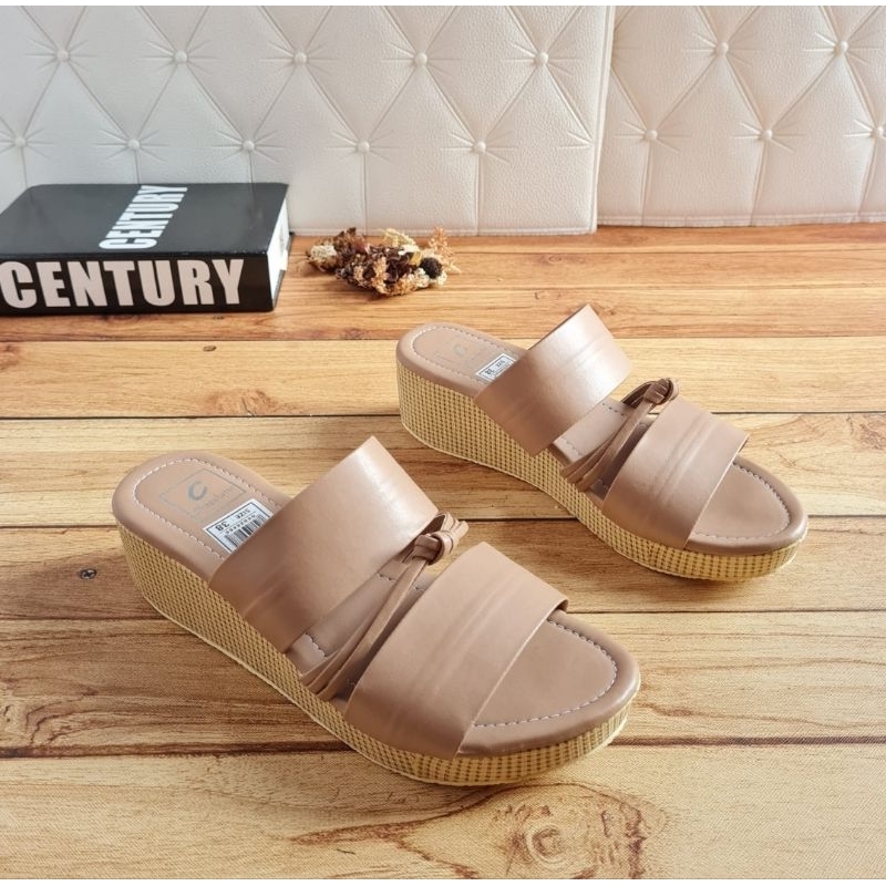 ABBUSHOES Nn 38 sendal wedges wanita kokop bendul kharisma 5cm