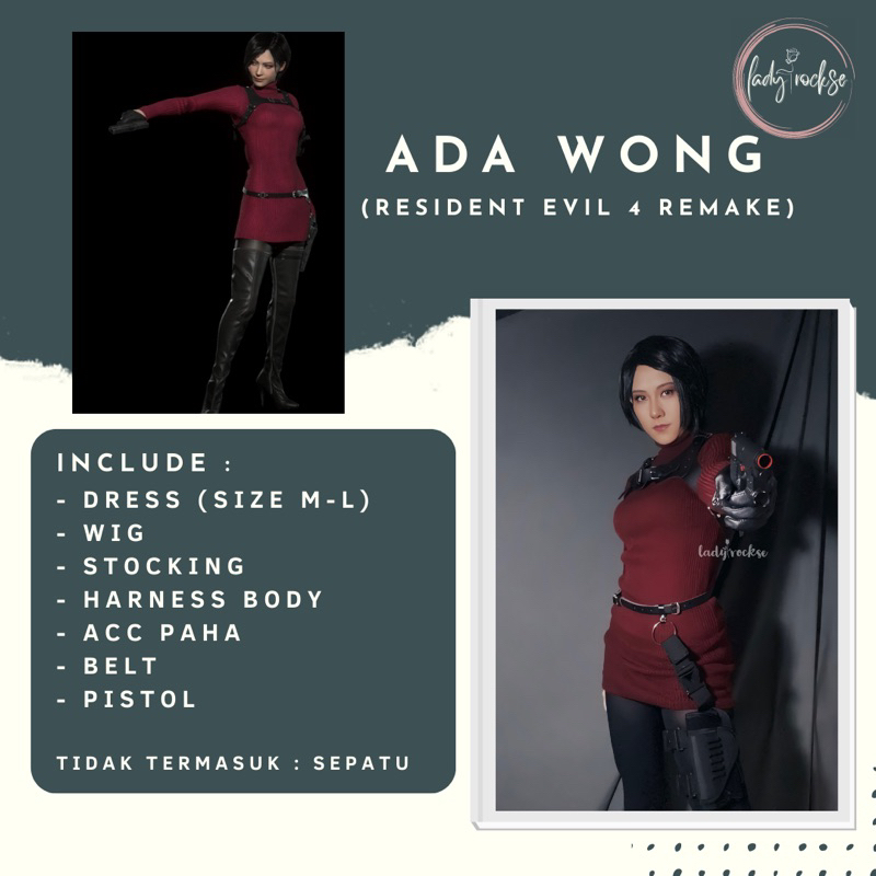 Rental Sewa Ada Wong Cosplay costume Resident Evil 4 Remake