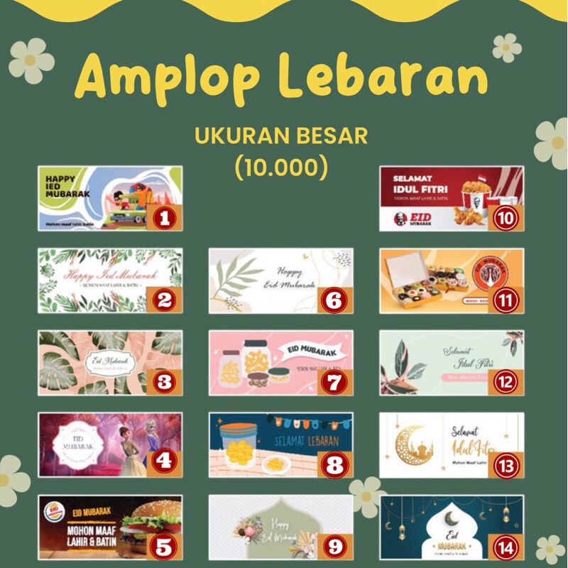 

Amplop lebaran panjang motif lucu estetik dan premium