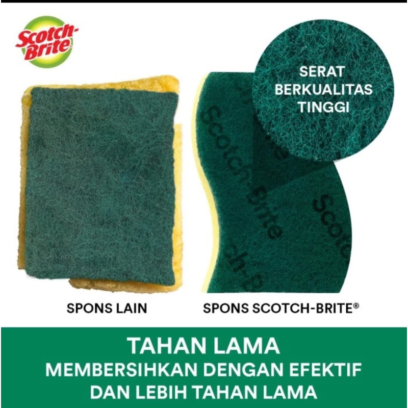 Scotch brite 3m sabut spons cuci piring daya gosok kuat ID-30P3