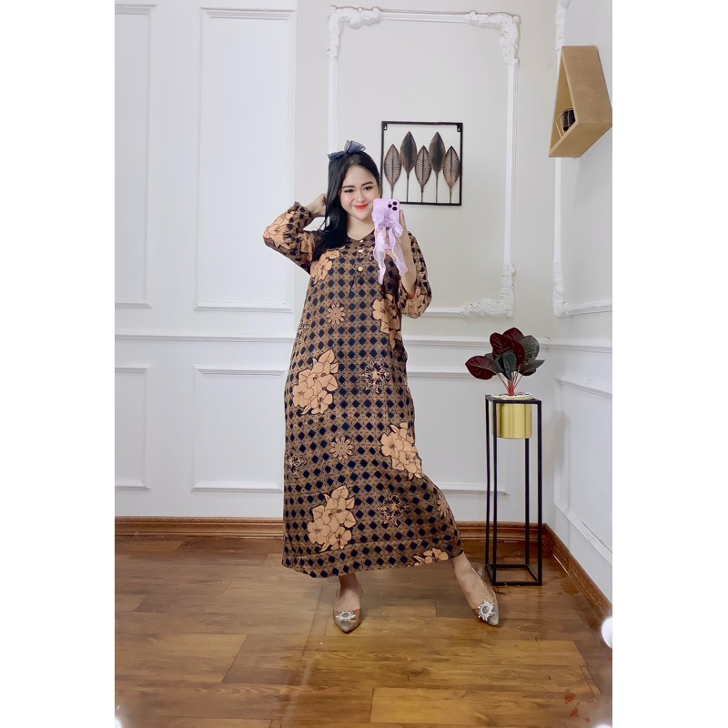 Batik Rinatex - Paket Bundling Longdress Cabutan 100rb Dapat 3pcs - Longdress Batik Sablon Busui Friendly