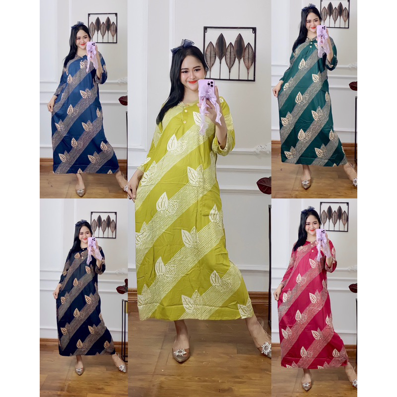 Batik Rinatex - Paket Bundling Longdress Cabutan 100rb Dapat 3pcs - Longdress Batik Sablon Busui Friendly