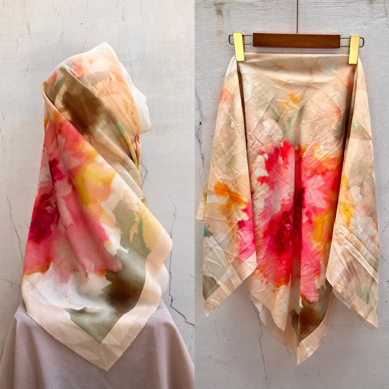 SADEAN HIJAB VOAL MOTIF KYLIE YELLOW BUNGA SERIES TERBARU/HIJAB VOAL MOTIF KEKINIAN/HIJAB VOAL MOTIF KODE E345