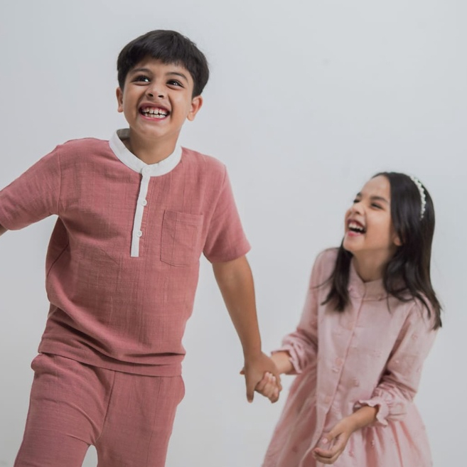 BROTHERS KIDS WEAR - MAHEERA FAMILY SERIES WARNA COOL PINK RAYA BEEBOO DESIGN