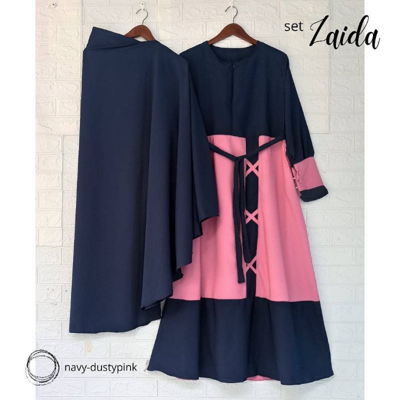 Gamis Jumbo Zaida Set Khimar Big Size L XL XXL XXXL XXXXL. LD 130 140