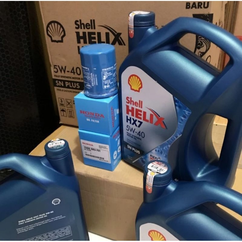 Paket Oli Mesin Shell Helix Hx7 + Filter Honda Mobilio Brio