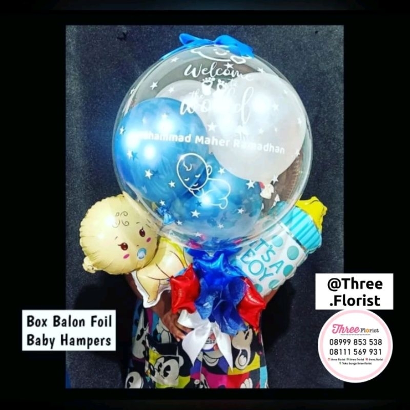 box bunga balon hadiah baby new born / hampers bayi / box bunga balon / hadiah ucapan lahiran / box 