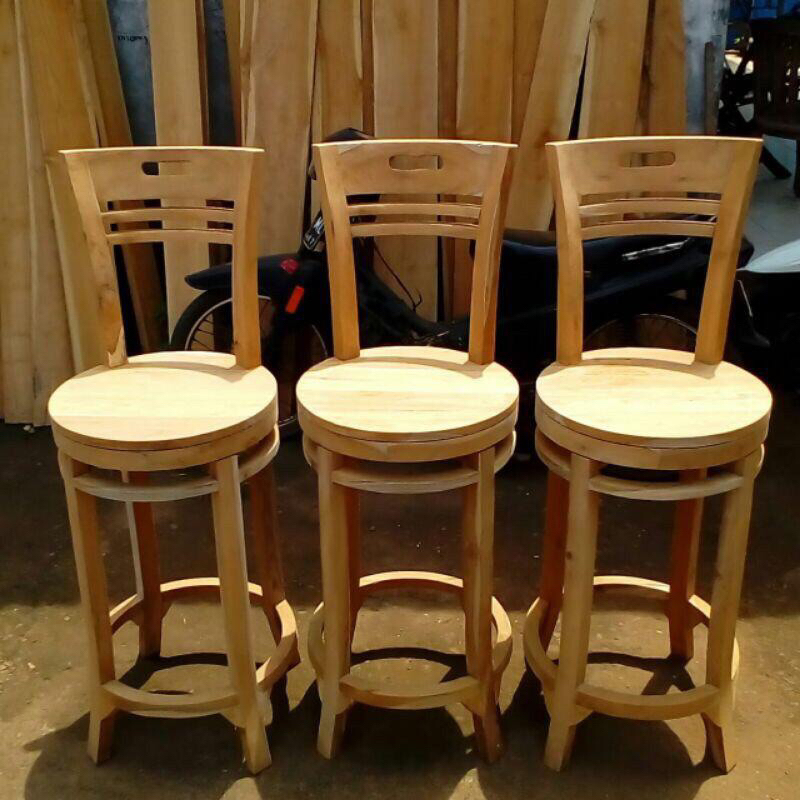 KURSI BAR PUTAR // KURSI CAFE KAYU JATI