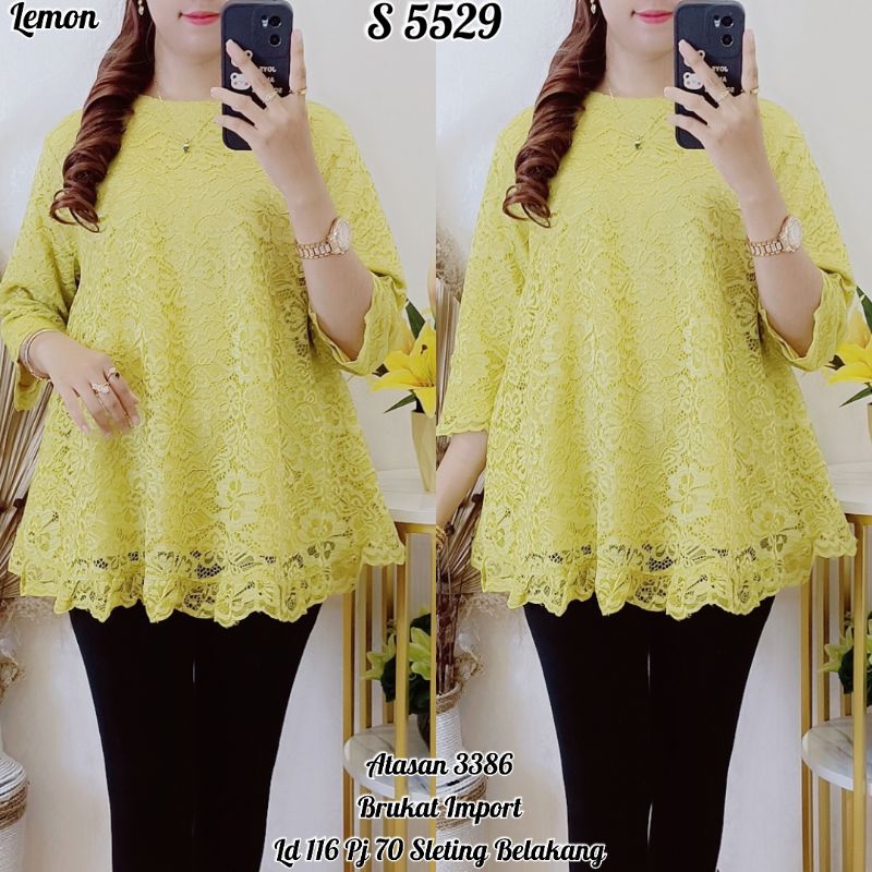 STYLE 5529. Atasan Brukat Polos Jumbo Premium Baju Brukat Blouse