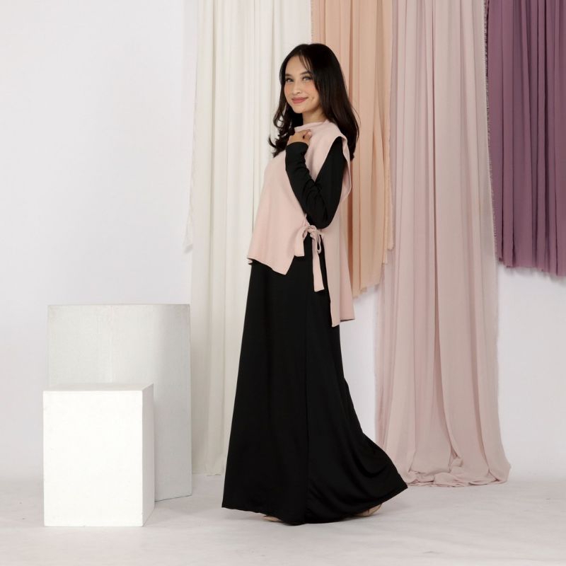 Inner Gamis / Dalaman Gamis Hitam Polos Bahan Jersey Terbaik