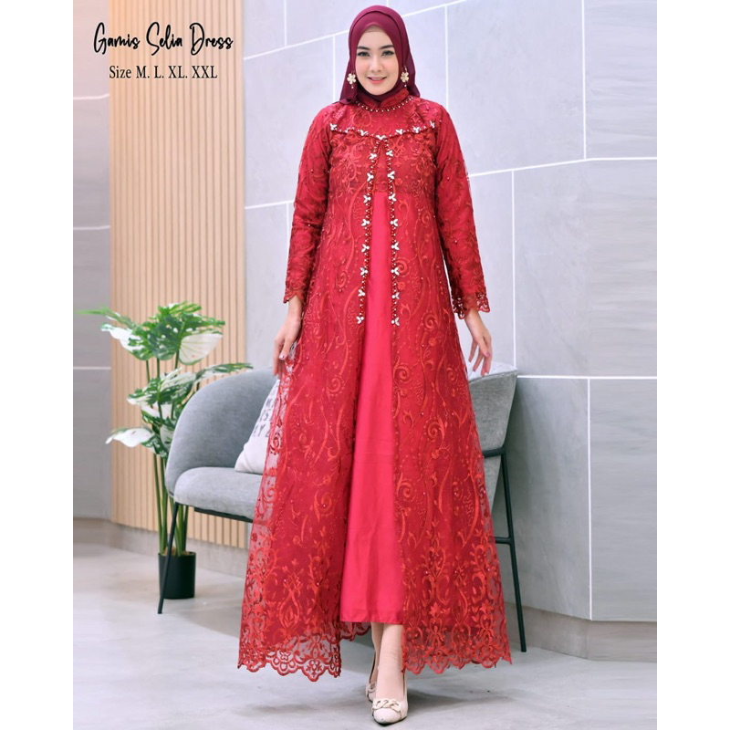 Gamis Selia Dress / Kebaya Dress Modern / Gamis Kebaya Kondangan / Baju Gamis Brukat Tulle / Gamis Modern