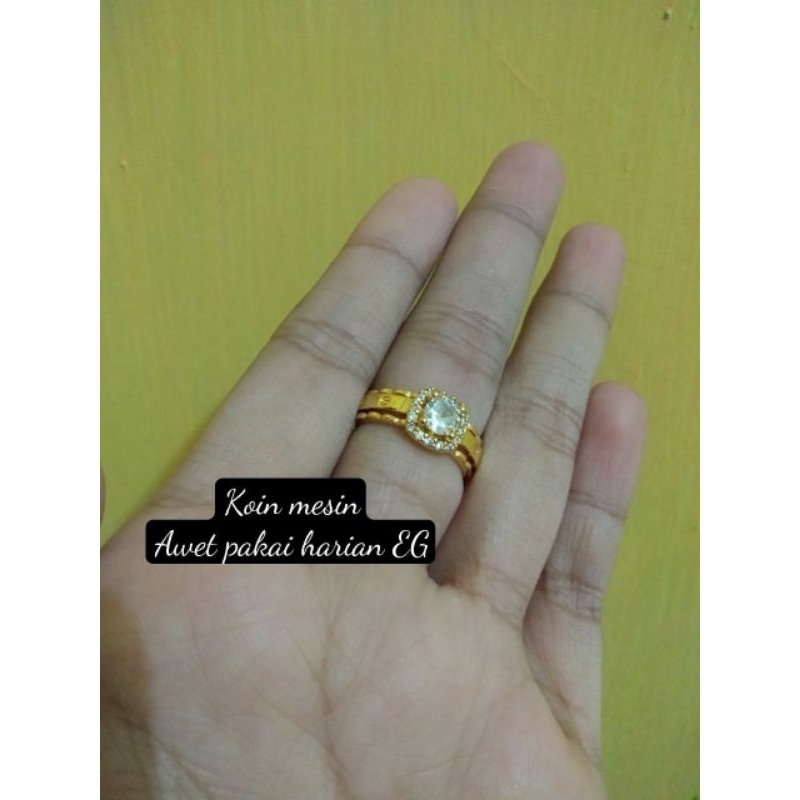 cincin mata koin mesin awet pakai harian wrn kuning24k