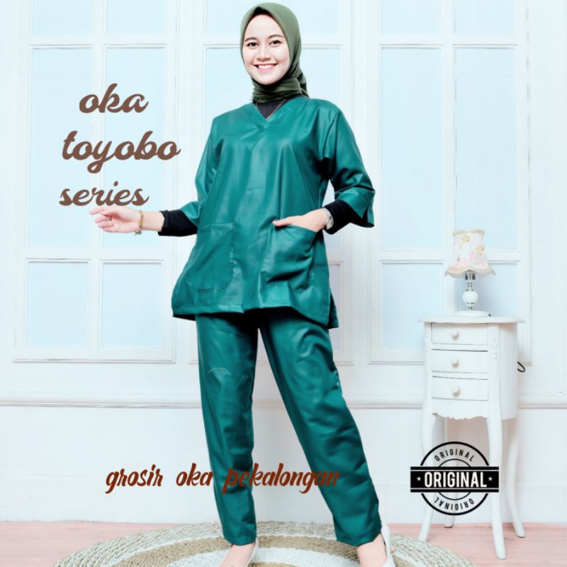 baju ok lengan panjang 3/4 toyobo scrub dokter jaga seragam perawat putih