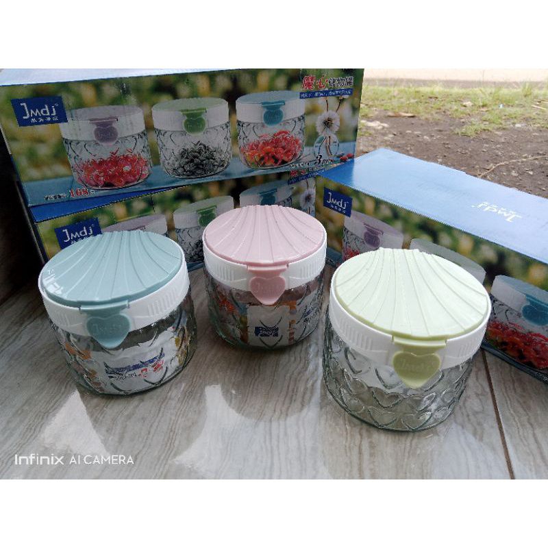 Toples Kaca Diamond Set 3in1 / Toples Jajan Lebaran Cantik / Toples Lebaran Murah