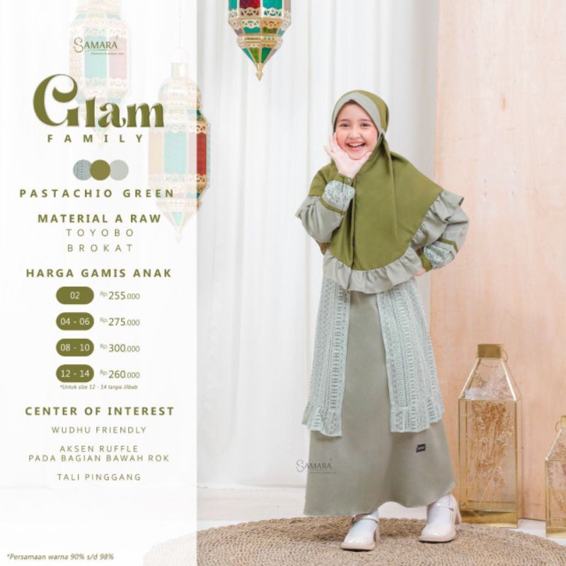 SETELAN GAMIS ANAK J09 GLAM FAMILY ORIGINAL SAMARA FASHION DRESS BAJU BUSANA MUSLIM SET HIJAB JILBAB
