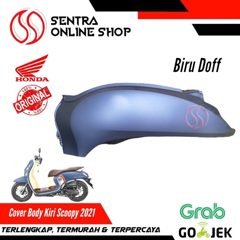 Cover body bodi kiri scoopy new prestige 2021 biru doff dop original
