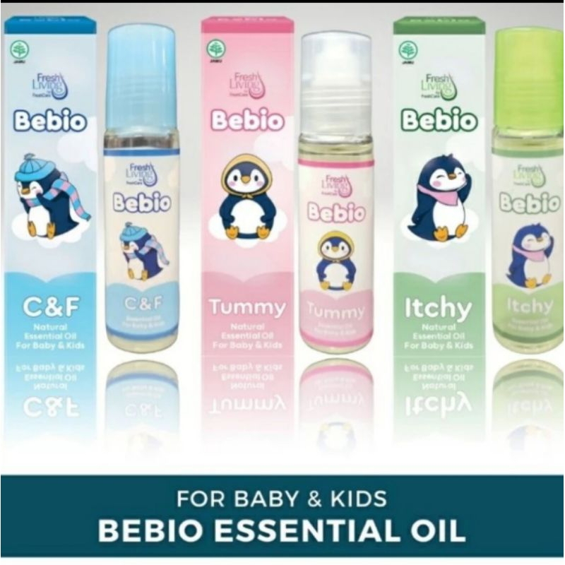 Baby Oil Freshliving BEBIO Essential Oil 9ml (Cough and Flu, Tummy, Itchy) For Baby &amp; Kids - Minyak Aromatherapy Untuk Bayi dan Anak Baby Essential Oil