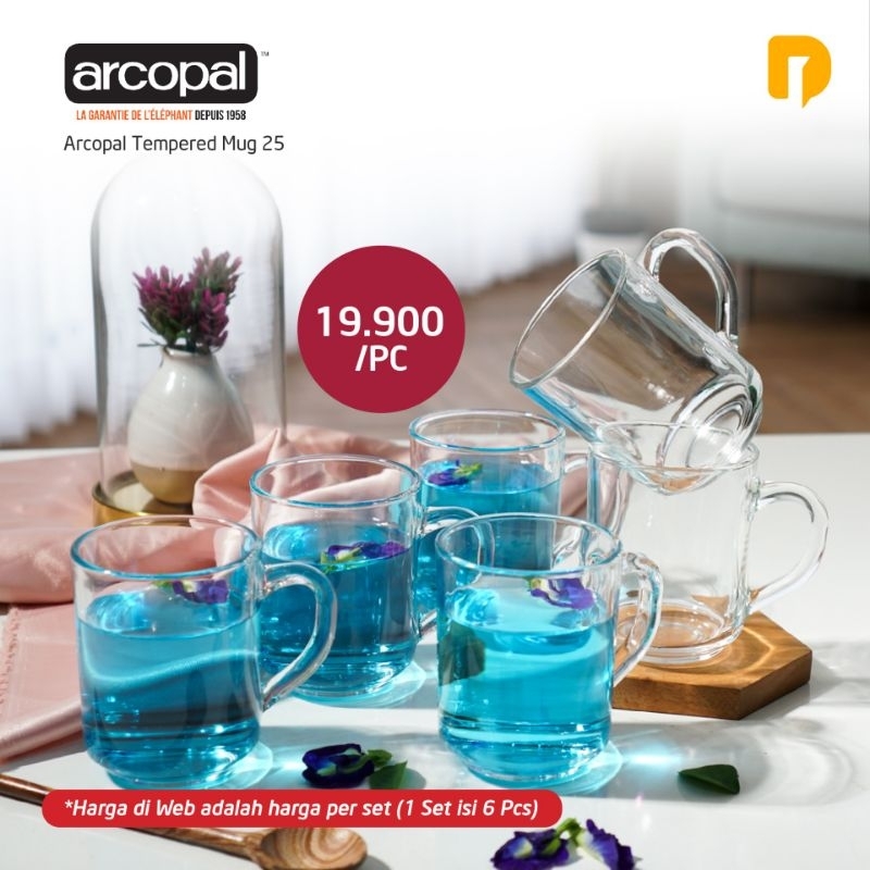 Gelas Mug Tahan Panas 250ml Arcopal Tempered Glass