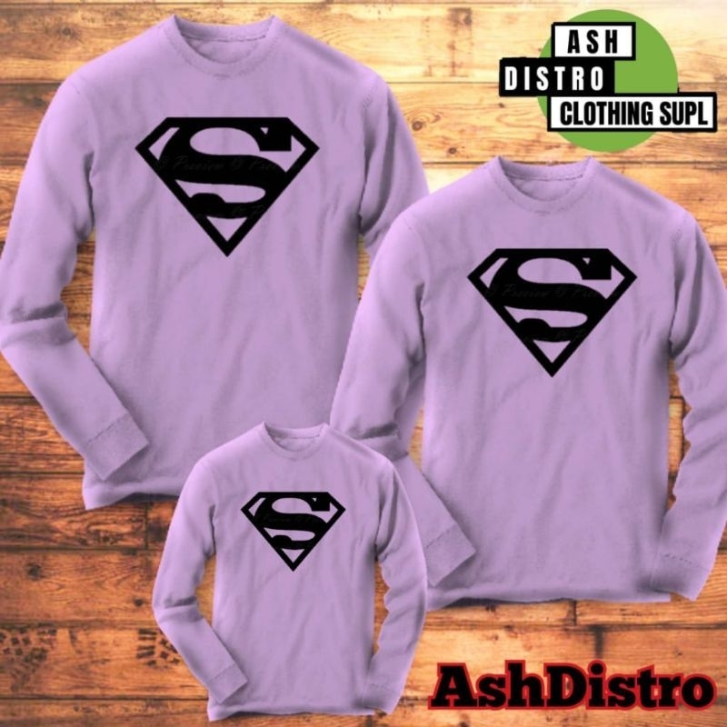 Baju Couple Keluarga / Kaos Lengan Panjang Kapel Ayah Ibu Dan Anak Motif Superhero