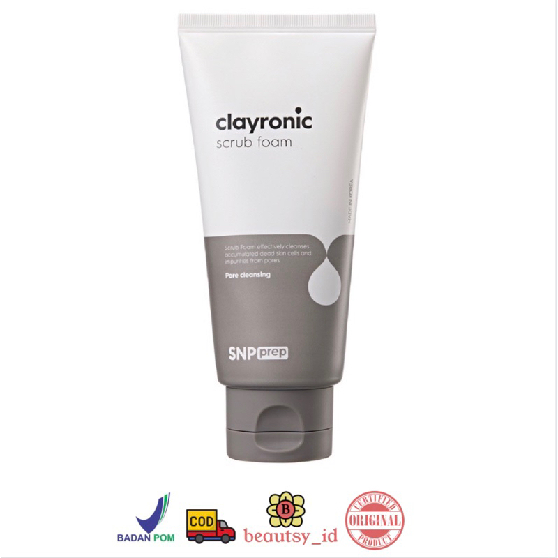 SNP Prep Clayronic Scrub Foam 120gr Original BPOM Facial Wash Cleanser