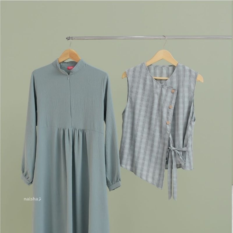 NAISHA OFFICIAL - READY livia dress 2 in 1 by naisha | dress vest | dress premium | dress | dress remaja gamis promo korean dress gamis murah gamis terlaris dress korea dress overall gamis gamis naisha terbaru gamis kuliah | luna dress gamis livia