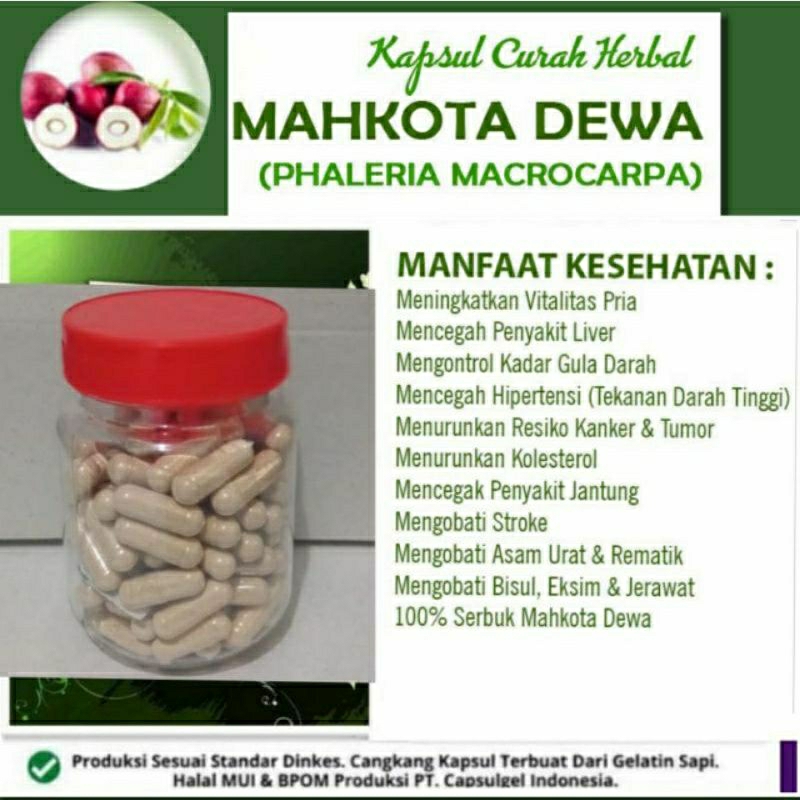 

MAHKOTA DEWA 100 KAPSUL OBAT HERBAL TERBAIK (PREMIUM QUALITY)