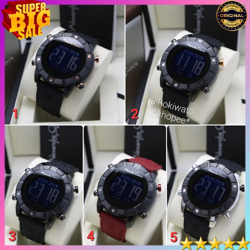 🪙 ✓BARU ORIGINAL GARANSI RESMI 1 TAHUN JAM TANGAN PRIA ALEXANDRE CHRISTIE DIGITAL RUBBER STRAP ARLOJ