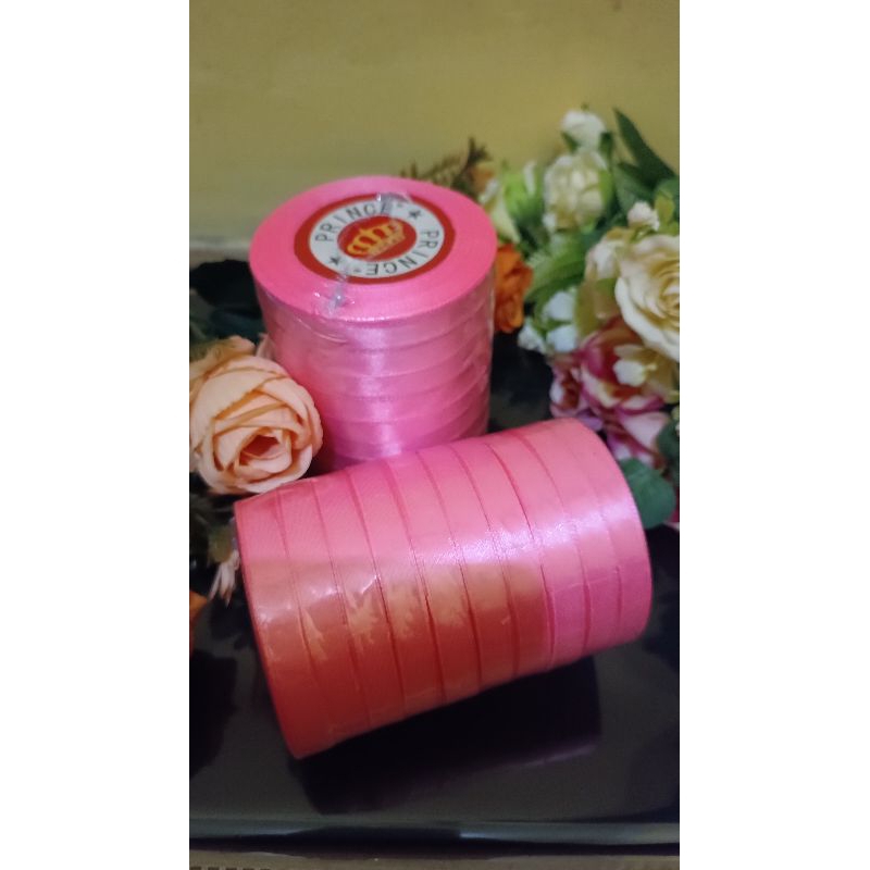 Pita satin 0.5 cm / pita murah cantik / bahan bunga kain stoking /setoking nylon flower / stocking bahan bunga kain stoking.