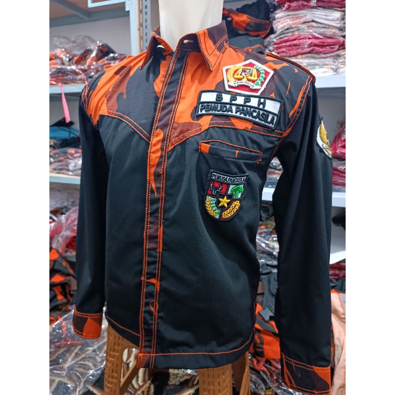 Kemeja Pemuda Pancasila sritex bordir timbul jahitan rante BPPH