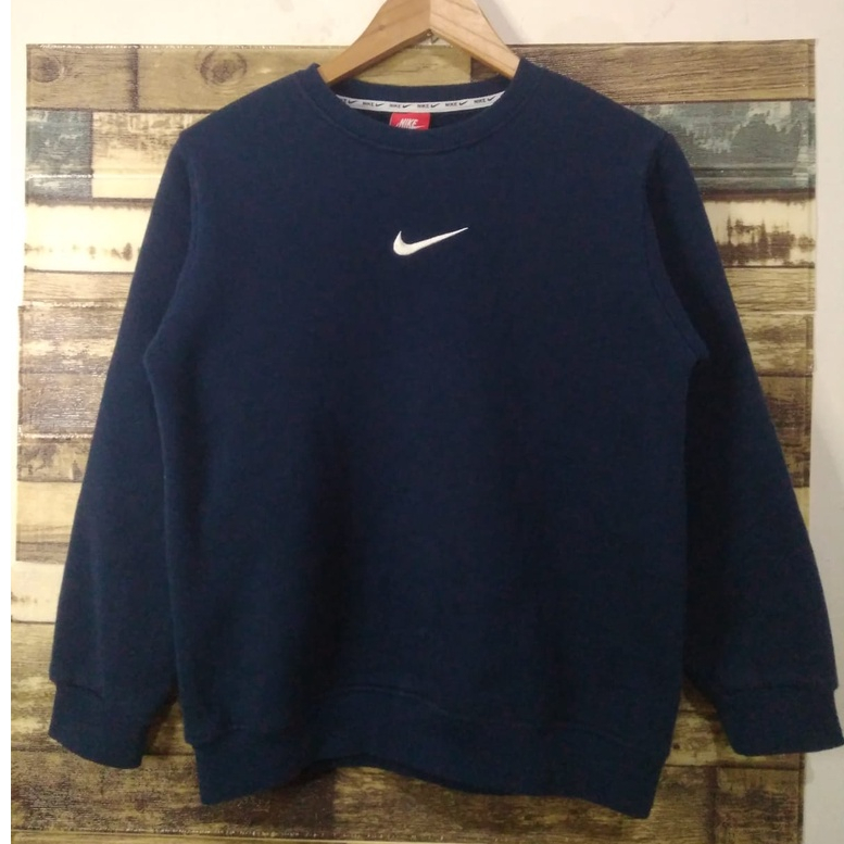 Crewneck Nike Center Small Swoosh Bordir Navy ( Size S )