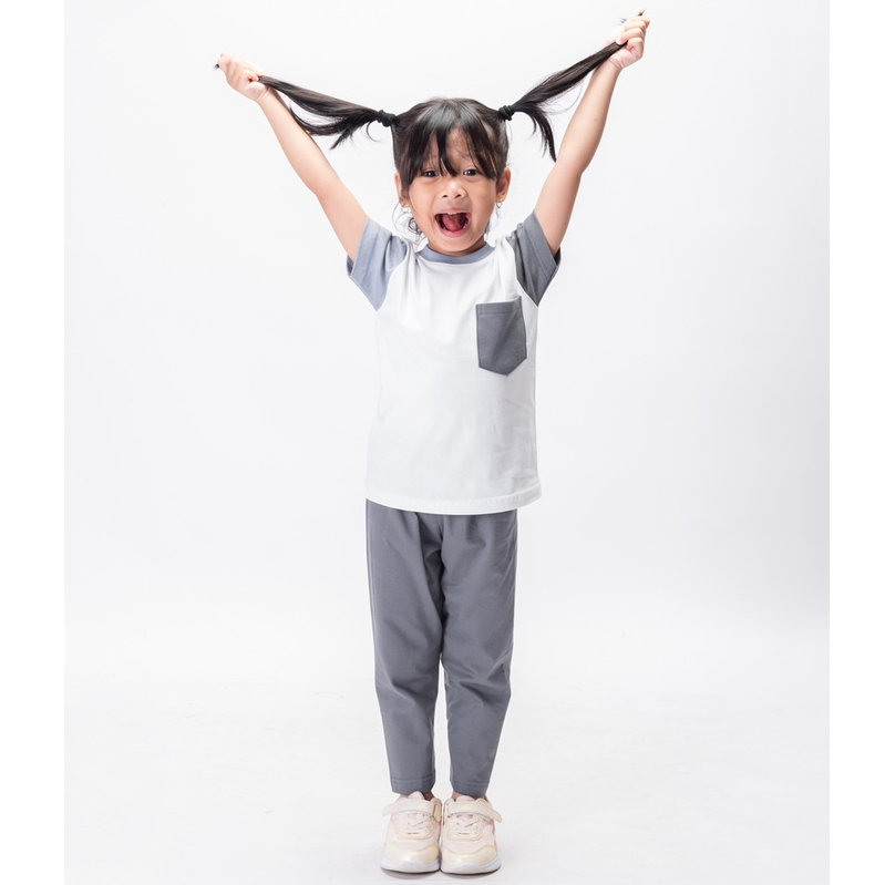 Bajubaja junior tshirt lego / kaos kombinasi anak variasi saku bahan cotton combed 24s