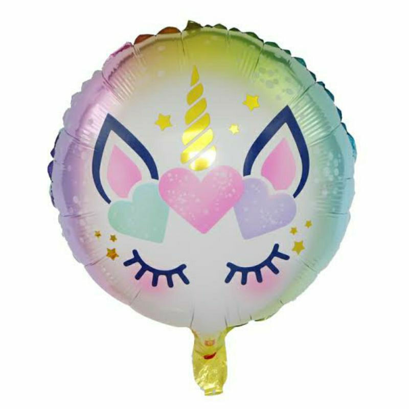 Balon bulat karakter unicorn sparkle sparkles foil happy birthday ulang tahun ultah star bintang lov