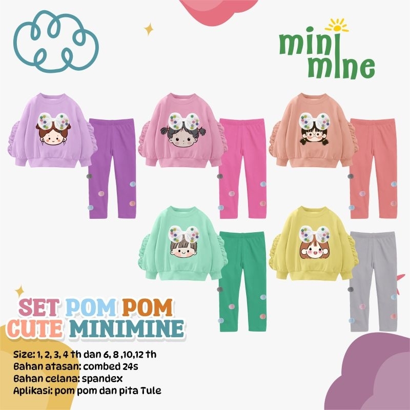 Set PomPom Cute minimine pom pom todler and junior mini mine