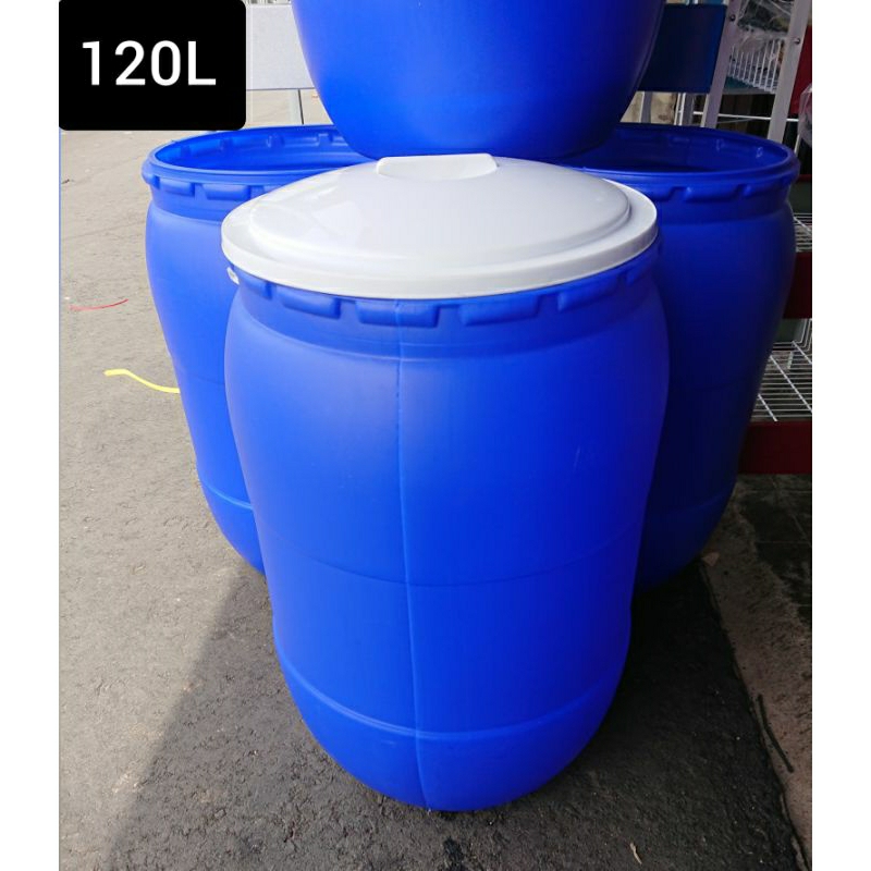 Tong Air Biru 120L + tutup Drum tempat penampungan air 120 Liter