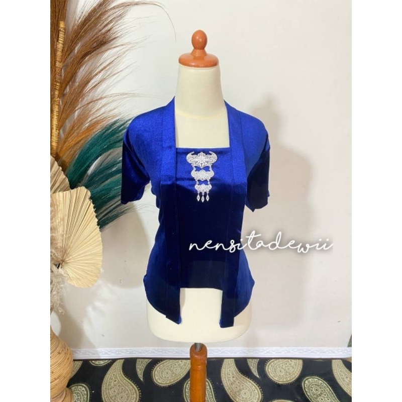 Kebaya Lengan Pendek, Kutubaru - Warna Navy