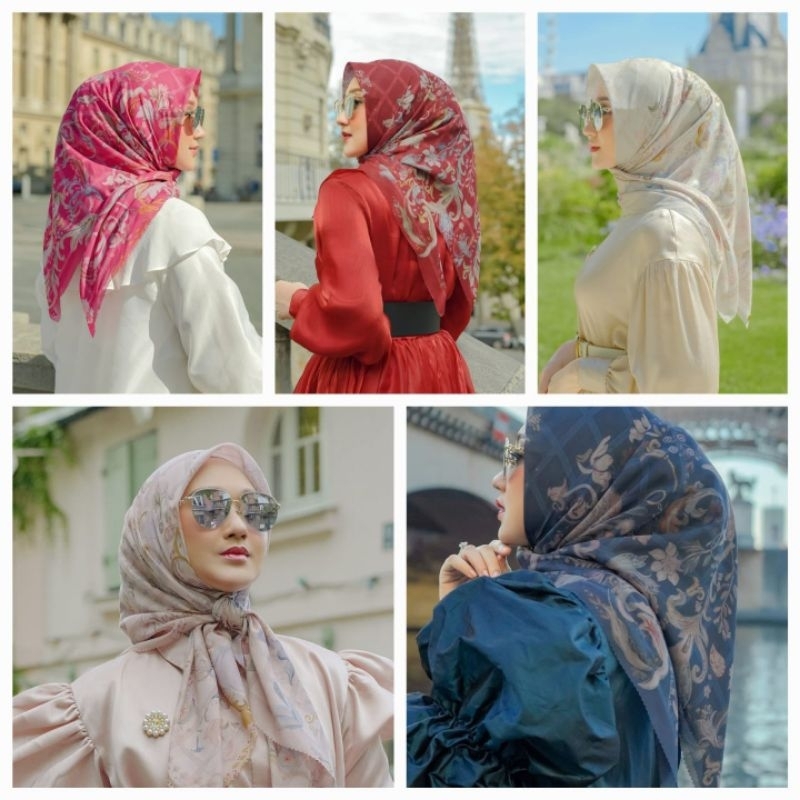 buttonscarves x dian pelangi bleu,framboise,cerise,creme,fleur