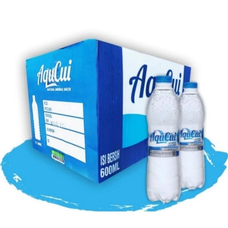 AQUCUI air mineral dalam kemasan botol 600 ml isi 24 per dus