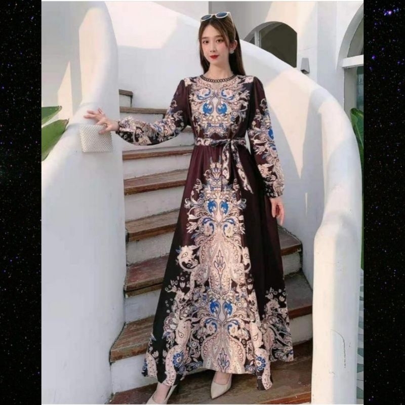 DRESS WANITA MAXI ESTILO HITAM DAMARA IMPORT BKK BANGKOK