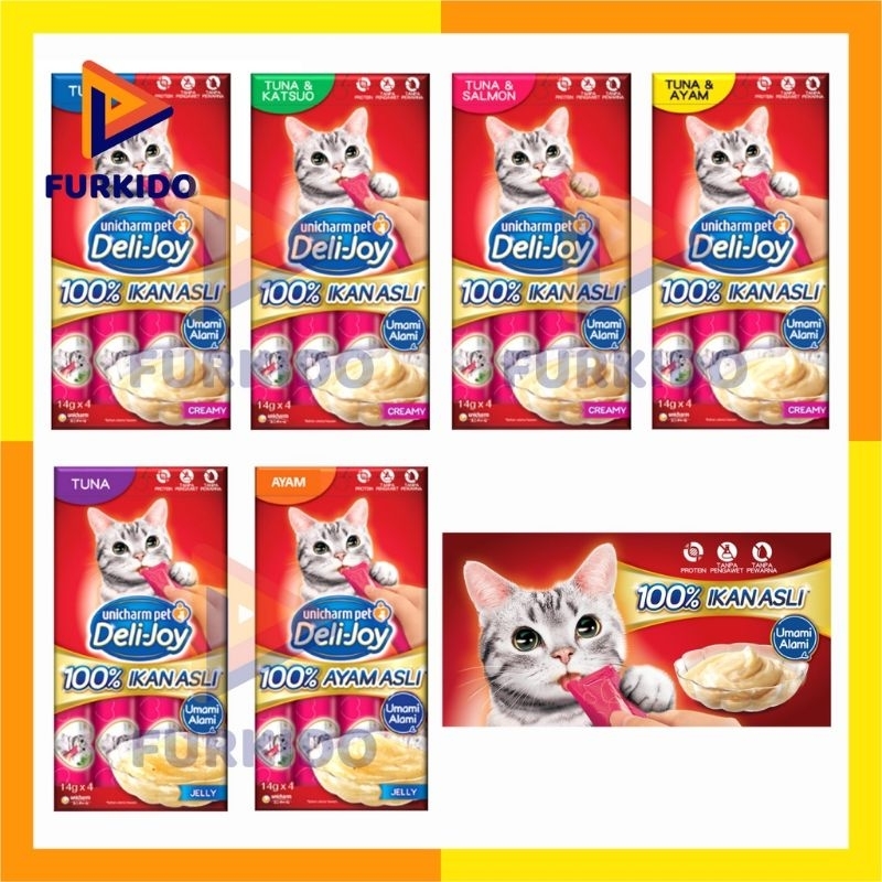 DELI JOY Snack Kucing 56Gr | Cemilan Kucing Sehat | Snack Liquid Sejenis Meo creamy