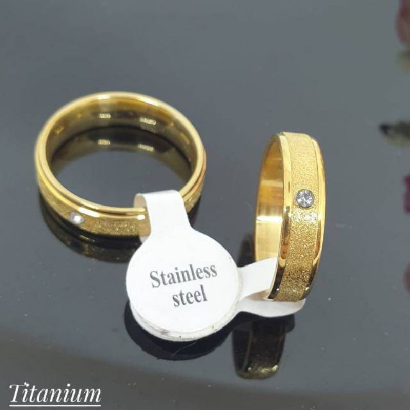 Cincin titanium pasir gold  mata || Cincin titanium anti karat