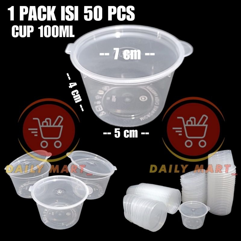 Thinwall Cup Merpati Puding 100ml Isi 50pcs / Cup Sambel 100ml / Cup Saos 100ml / Kotak Bulat Plasti