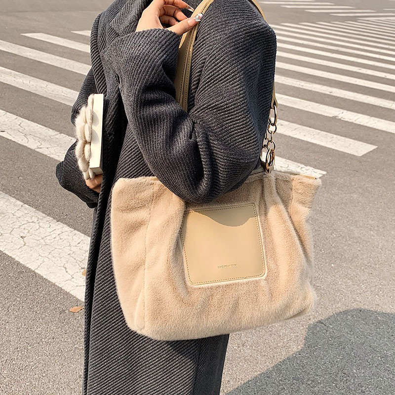 Tas Bahu Wanita Tas Cewek Bulu Halus Shoulder Tote Bag BD 5333