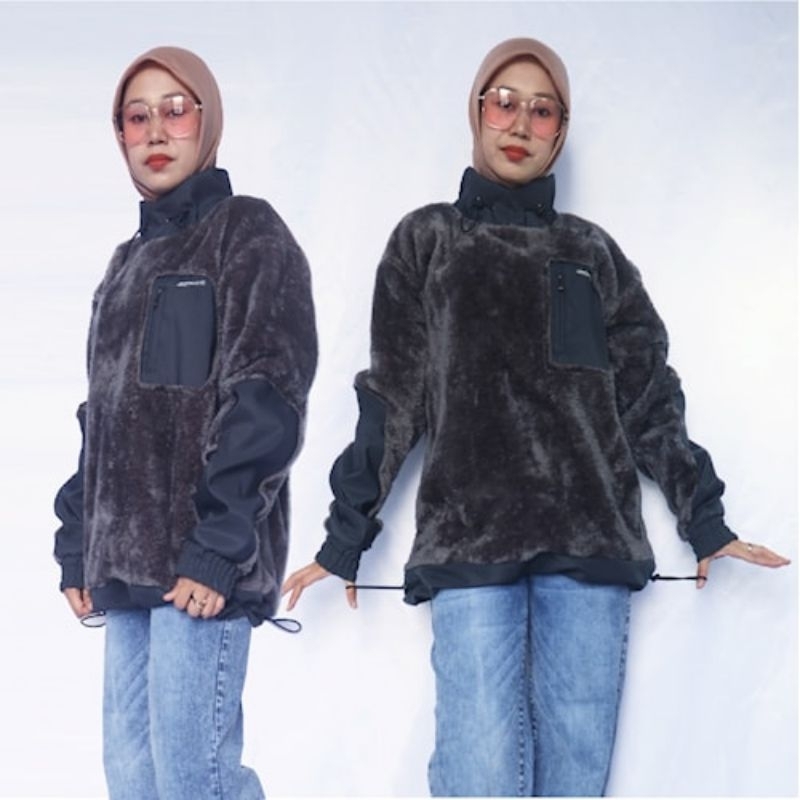 Jaket Pria Wanita Crewneck Jacket Motif CREWNEEK SHERPA Brutalists sweater distro semarang kendal