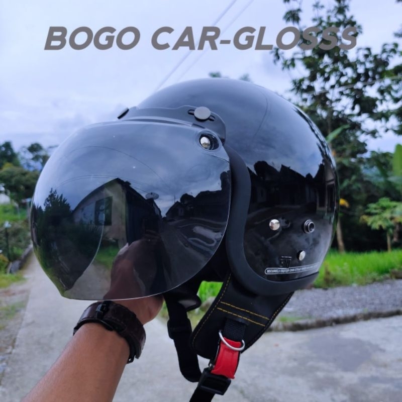 HELM BOGO POLOS DEWASA PRIA WANITA FULL LEHER