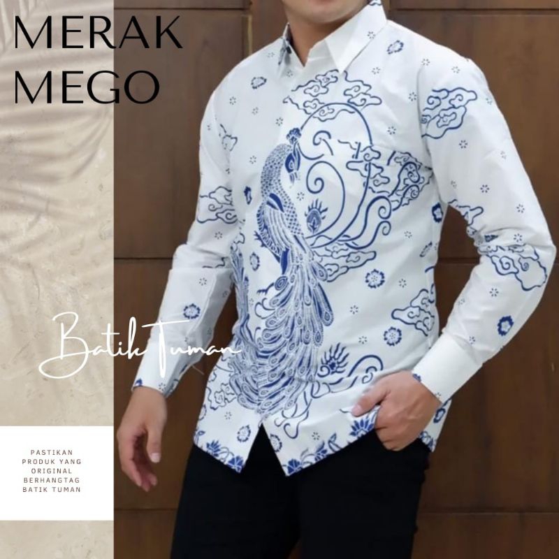 peksi putih kemeja batik pria lengan panjang full furing baju batik putih