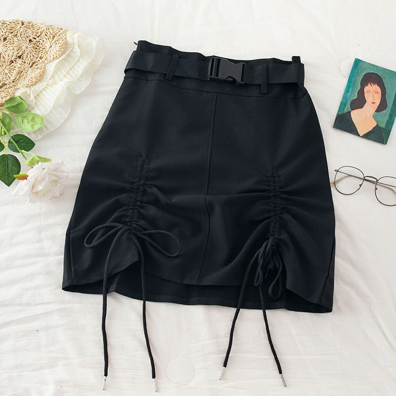 (S-XXL) double ribbon skirt rok wanita highwaist 890R